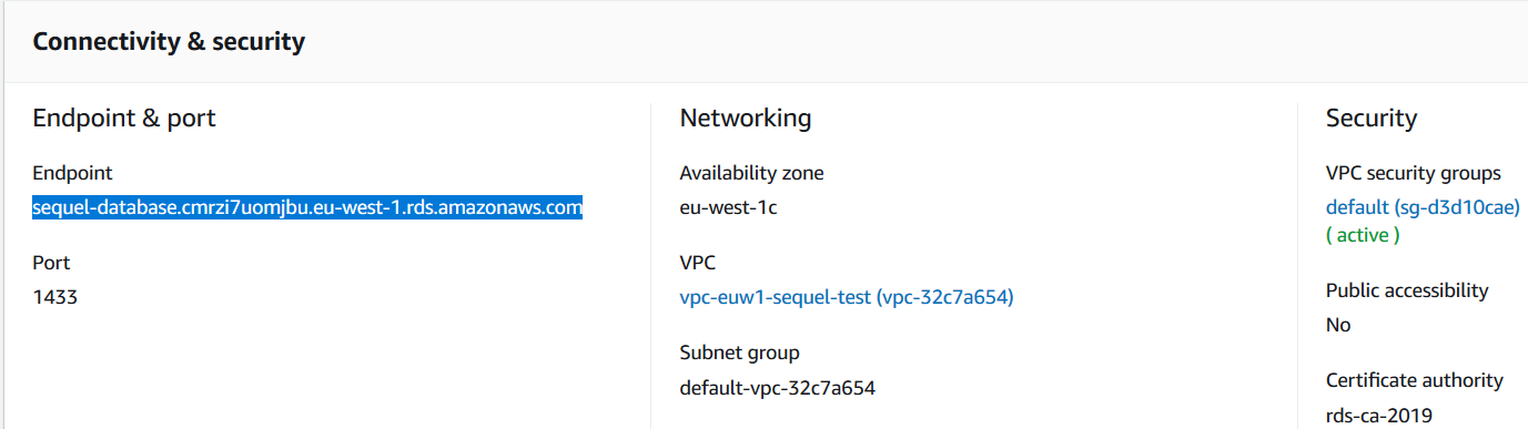 RDS configuration
