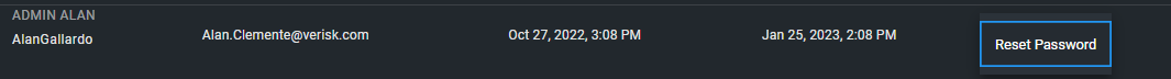 reset password